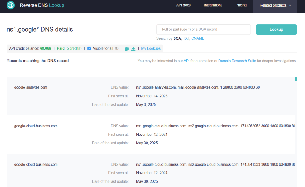 Reverse DNS lookup tool