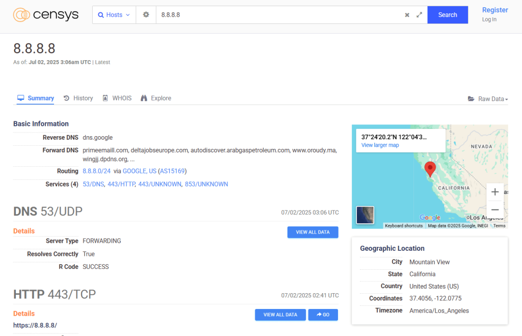Censys Search screenshot