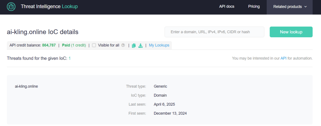 Using the Threat Intelligence lookup to verify the results